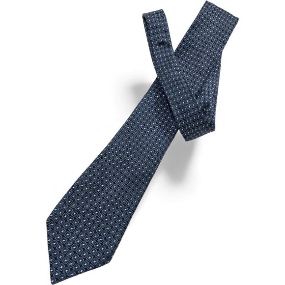 Perry Ellis Silk Tie Geometric Blue Tall Long 3.5" x 70" - Picture 2 of 6